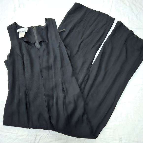 Sheri Martin Black Sleeveless Scoop Neck Wide-Leg Flowy Pantsuit Jumpsuit - Picture 1 of 5